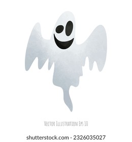 little white ghost hand drawn in halloween day , isolated on white background  ,vector illustration EPS 10