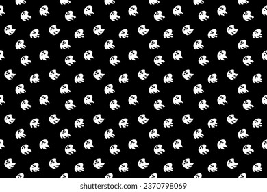 The little white ghost vector as seamless pattern on halloween theme ep01