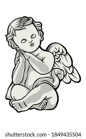 Little white guardian angel - Hand drawn