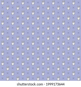 little white rabbit doodle vector illustrator Seamless pattern purple background design wallpaper.