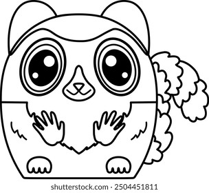 Little wild animal for children coloring book. Cutie vector lemur in a cartoon style. 