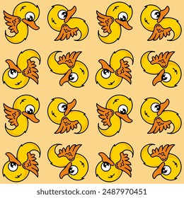 little winged duck seamless pattern vector