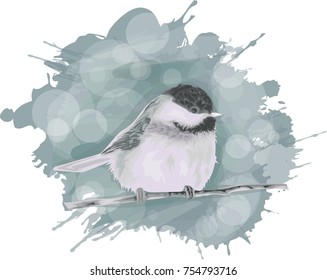Little Winter Bird - Vector illustration