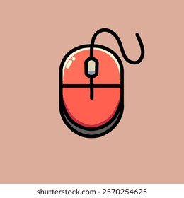 little wired red mouse vector design illustration, on plain background.