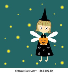 little witch celebrate halloween