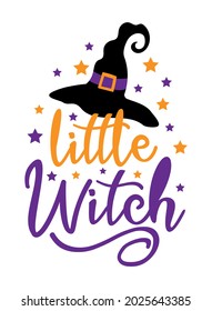 Little Witch - Cute witch's hat and stars. Good for baby clothes, childhood, poster, card, and other decoration. Halloween party decoration.