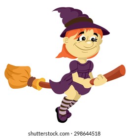 little witch flying on a broomstick