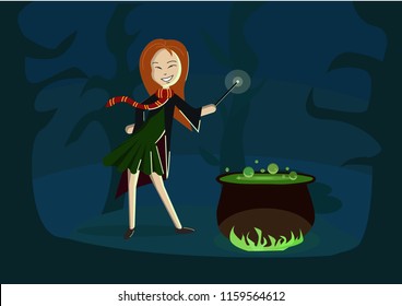 little witch in the forest