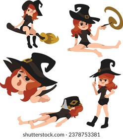 little witch girl character in halloween festival