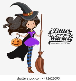 Little Witch. Halloween Witch. Halloween collection.