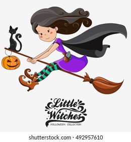 Little Witch. Halloween Witch. Halloween collection.