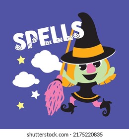 Little witch halloween isolated icon