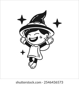 Little witch icon isolated on white background