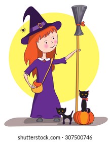 The little witch. Illustration for Halloween.