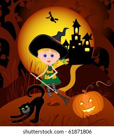 The little witch on a broom