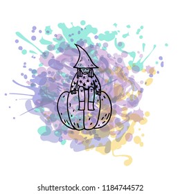 Little witch on a pumpkin, vector