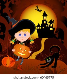 Little Witch with pumpkin