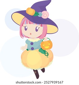 Little Witch and Pumpkin Lantern