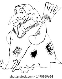 little witch smiling with broom