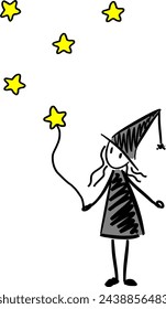 little witch and stars cute
