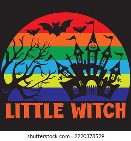 little witch T-shirt Design Vector File.