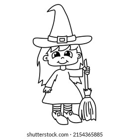 Little Witches Cartoon Coloring Page Illustration Stock Vector (Royalty ...