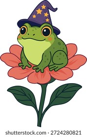pequena rã bruxa em flor rosa