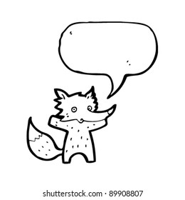 pequeña caricatura de lobo con burbuja de habla