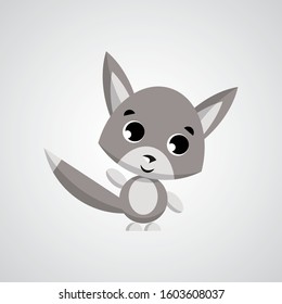 little wolf cub, cartoon, vector, icon