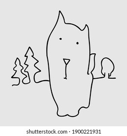 Little wolf cub forest simple vector drawing