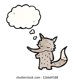 lobo pequeño con burbuja de pensamiento
