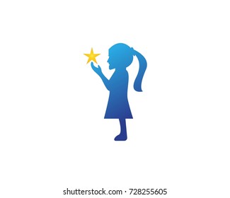 little woman Kids logo vector design template