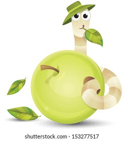 Little worm and apple