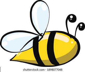 Kleine gelbe Biene, Vektorgrafik auf weißem Hintergrund.