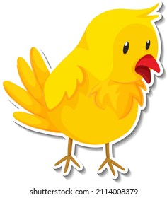 Little Yellow Bird Cartoon Sticker Illustration