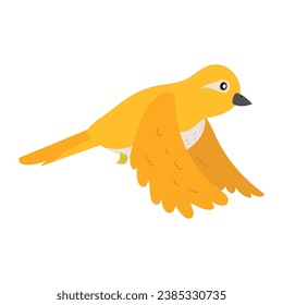 little yellow bird flying vector isolated