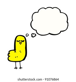 little yellow bird with thought bubble