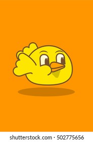 Little yellow bird. Vector illustration