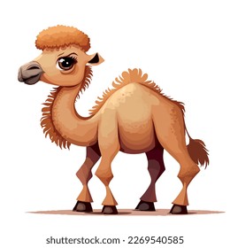 Little yellow camel. Little baby camel. A friendly little camel with big dark eyes. Nice character graphics made in vector graphics. Illustration for a child.