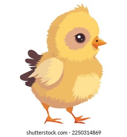 a little yellow chick that has just hatched from an egg. flat vector illustration.