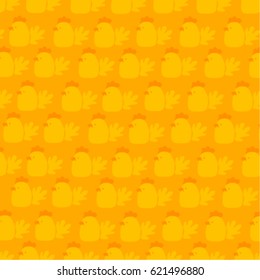 Little yellow chick. Vector background. Pattern.