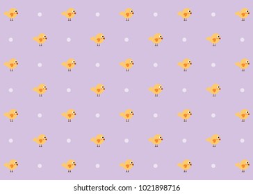 Little Yellow Chickens on Purple Background, Wallpaper and Textile Design