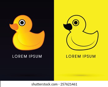 Little Yellow duck, Cartoon cute, logo, symbol, icon, graphic, vector.