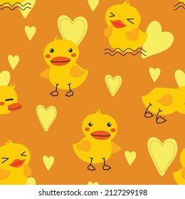 little yellow duck seamless pattern 