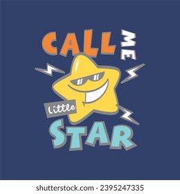Little Yellow Smiling Star Vector, Call me star Design