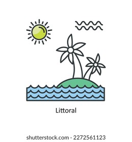 Littoral Vector Filled Outline Icon Design illustration. Ecology Symbol on White background EPS 10 File