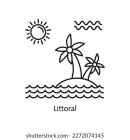 Ilustración de diseño de iconos de contorno de vectores Littoral. Símbolo ecológico sobre el fondo blanco Archivo EPS 10
