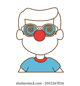 litttle boy with clown nose