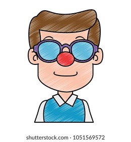 litttle boy with clown nose