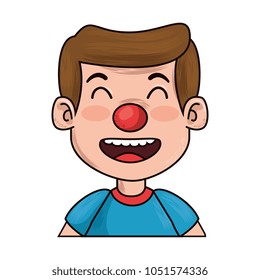 litttle boy with clown nose